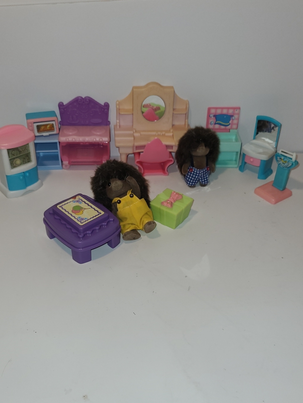 Kids Plush Doll Playset with Pink, Purple, Yellow and Green Accessories